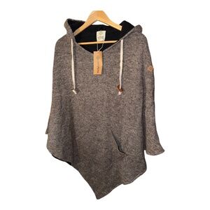 NWT Virblatt Abajo Wool Fleece Lined Cape Poncho 2X Hooded